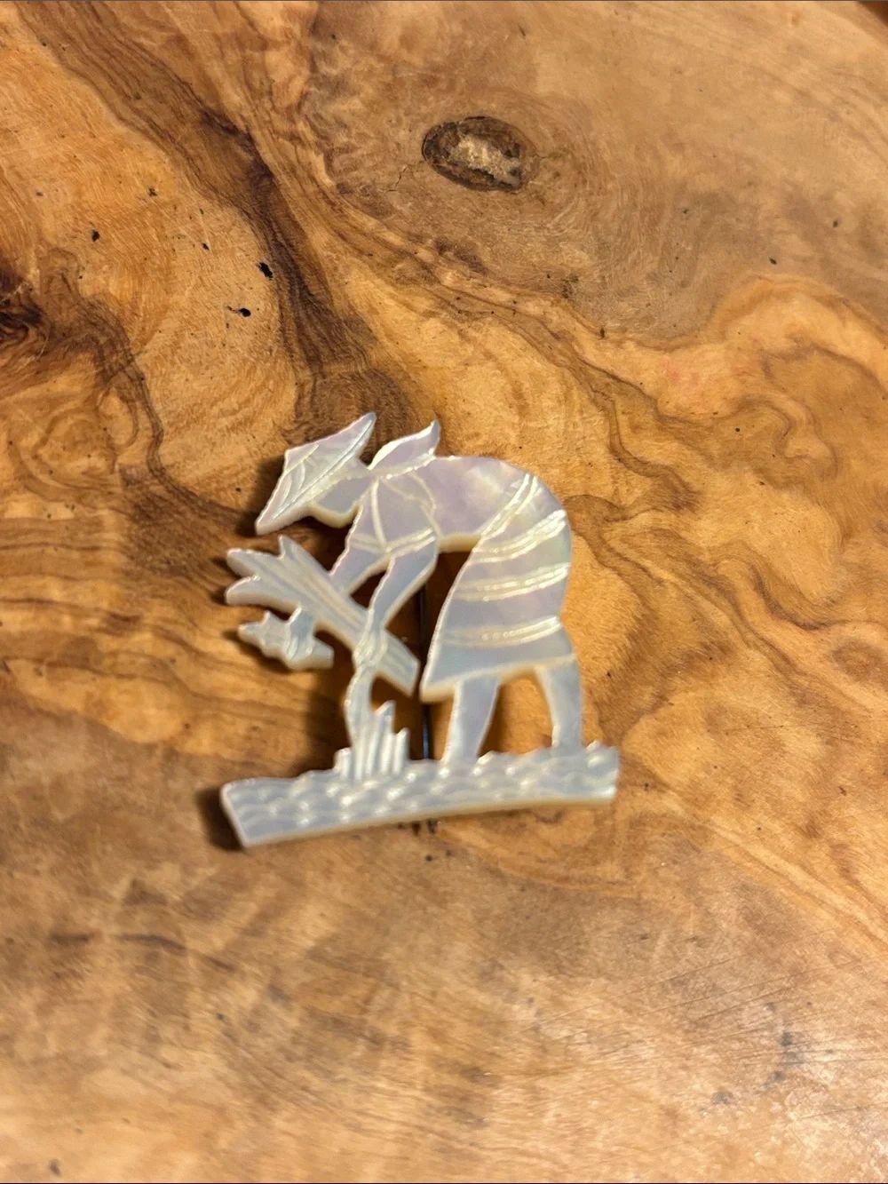 Vintage Mother-of-Pearl Garden Worker Brooch